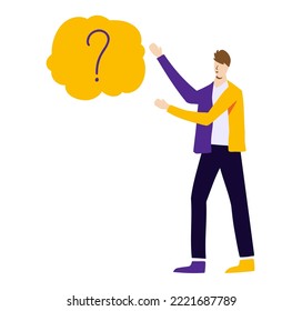 Businessman thinking decision plan. Flat design illustration vector.