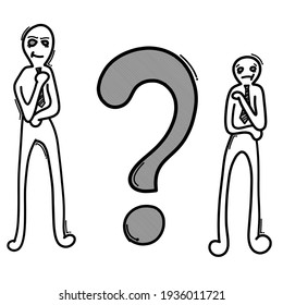 Businessman thinking. Doodle vector icon. Drawing sketch illustration hand drawn cartoon line.
