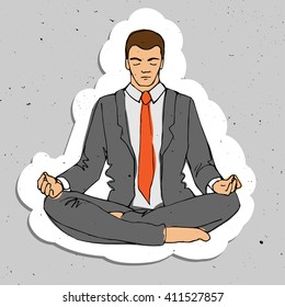 Businessman Thinking During Meditation Cartoon Vector Stock Vector ...