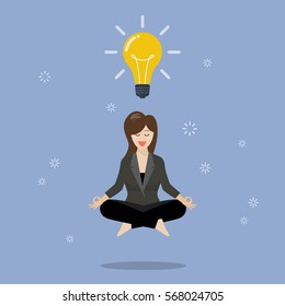 Businessman thinking during meditation. Vector illustration