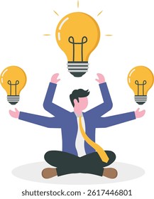 Businessman thinking during meditation.relax meditation to eliminate distraction concept

