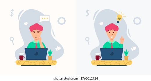 businessman are thinking and finding ideas in flat style design