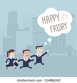 Businessman thinking Happy Friday - Vector