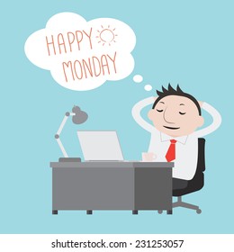 Businessman thinking happy Monday - Vector 