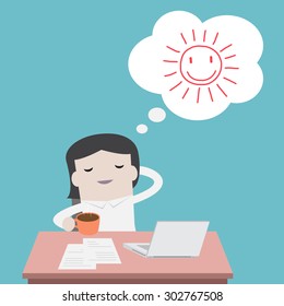 Businessman thinking happy sunshine - Vector