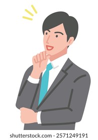 Businessman thinking with his arms folded