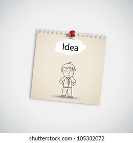 Businessman Thinking Idea Balloon Concept on Note Paper Vector