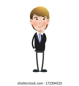 Businessman thinking an idea over white background. Vector design 