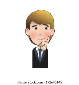 Businessman thinking an idea over white background. Vector design 