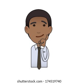 Businessman thinking an idea over white background. Vector design 
