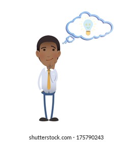 Businessman thinking an idea over white background. Vector design 