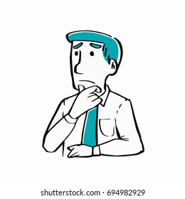 A businessman thinking ideas and something, strategy working concept.