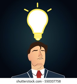 Businessman thinking with light bulb icon. concept of thinking 