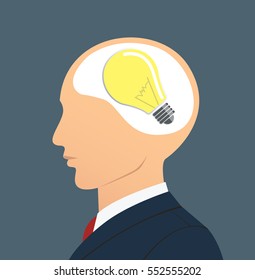 Businessman thinking with light bulb icon. concept of thinking