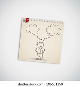 Businessman Thinking on Note Paper Vector