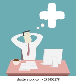 Businessman thinking positive - Vector