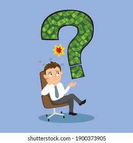 A businessman thinking with a question mark, illustration vector cartoon