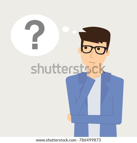Businessman is thinking. Question mark. Vector illustration