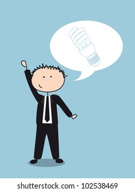 businessman thinking in the saving energy over blue background. vector