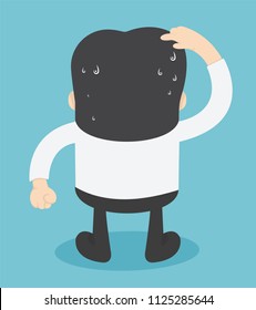 businessman is thinking. Scratch head . Vector illustration in cartoon style