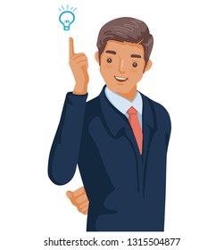 Businessman thinking of something. Successful charming man character have a thought out. intelligent of manager. Successful businessman concept illustration.
