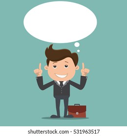 Businessman thinking. Speech bubble - vector illustration