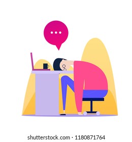 Businessman thinking. Vector flat cartoon design illustration isolated on white background. Vector illustration in cartoon style