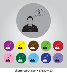 Businessman thinking. Vector icon