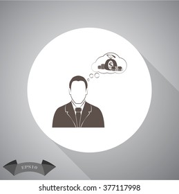 Businessman thinking. Vector icon