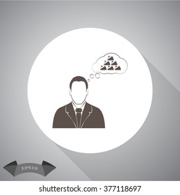 Businessman thinking. Vector icon