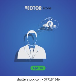 Businessman thinking. Vector icon