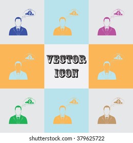 Businessman thinking. Vector icon