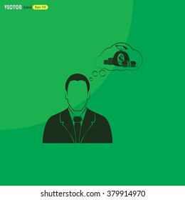Businessman thinking. Vector icon