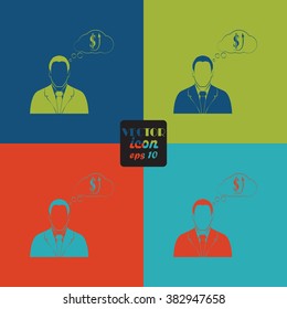 Businessman thinking. Vector icon