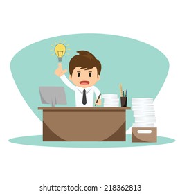 Businessman with thinking vector illustration 