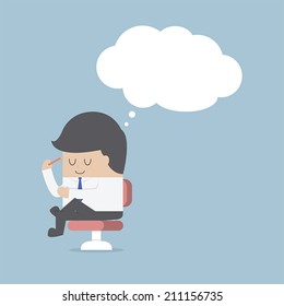 Businessman is thinking while sitting on the chair, VECTOR, EPS10