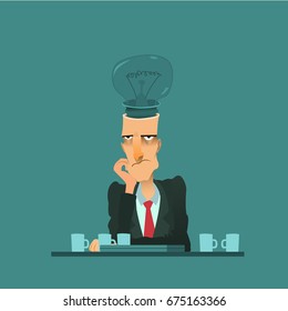 Businessman thinks. Vector illustration.