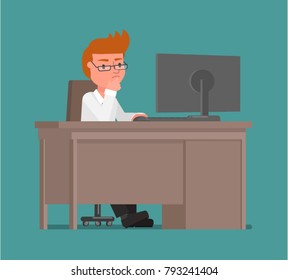 The businessman thought about the solution of the problem. Vector illustration. Flat design style.