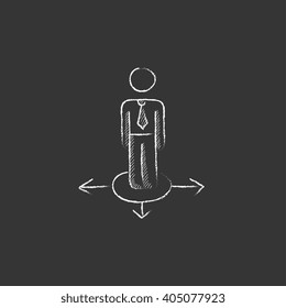 Businessman in three ways. Drawn in chalk icon.