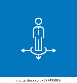 Businessman in three ways line icon.