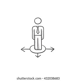 Businessman in three ways vector sketch icon isolated on background. Hand drawn Businessman in three ways icon. Businessman in three ways sketch icon for infographic, website or app.