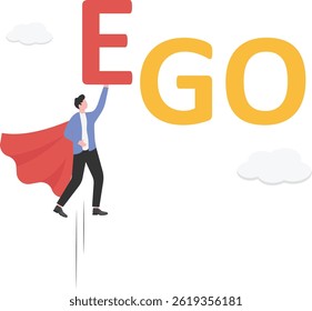 Businessman throw his ego into the trash, stop ego concept

