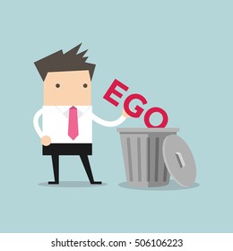 Businessman throw his ego into the trash vector