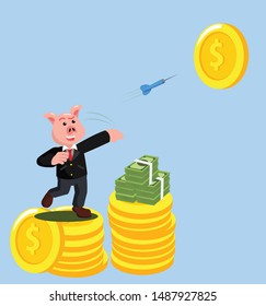businessman throw a needle to money vector