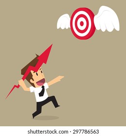 businessman throwing arrows into the target flying. vector
