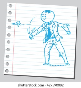 Businessman throwing dart