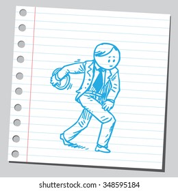 Businessman throwing  discus
