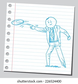 Businessman throwing  flying disc