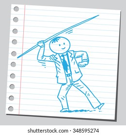 Businessman throwing  javelin