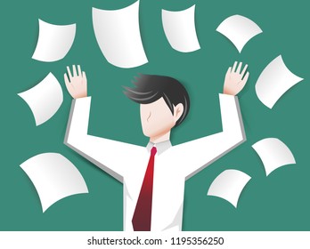 A businessman throwing a paper into the air